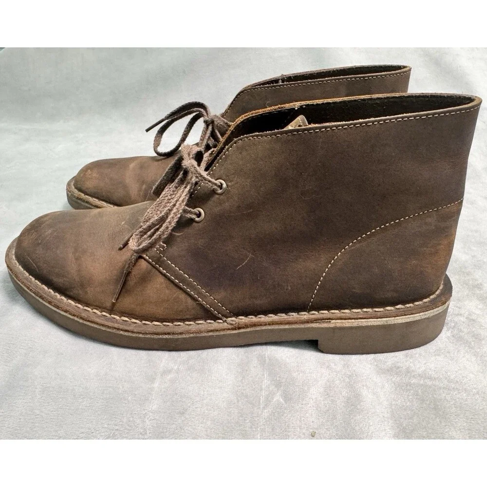 Clarks Collection Men’s Brown Leather Chukka Boots Lace-Up US 9 M